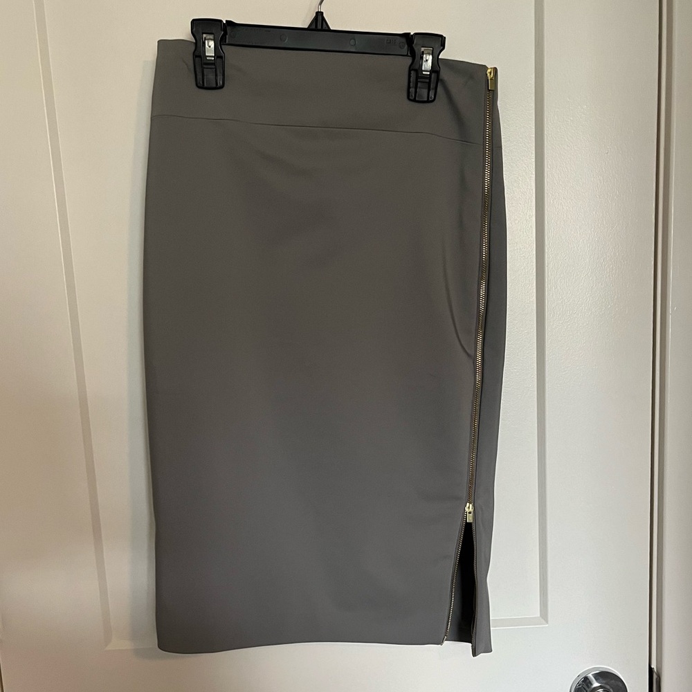 Express gray side-zip pencil skirt